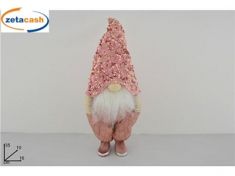 GNOMO NATALIZIO CON CAPPELLO PAILETTES ROSA H 36 CM