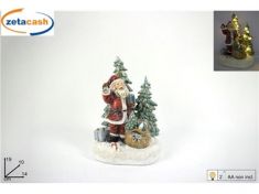 BABBO NATALE CON DONI E CON LUCI H 19 CM