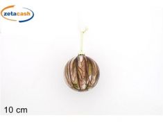 PALLA VETRO MARMONIZZATA MARRONE ROSA GLITTER ORO D 10 CM