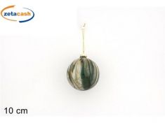 PALLA VETRO MARMONIZZATA BU E VERDE GITTER ORO D 10 CM