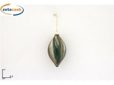 PALLA OVALE VETRO MARMONIZZATA BLU E VERDE GLITTER ORO H17CM