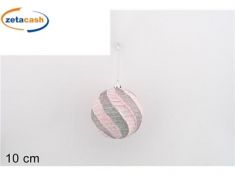 PALLA VETRO ROSA GHIACCIO GLITTER D 10 CM