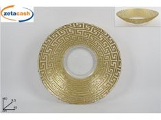 CENTROTAVOLA IN VETRO TRASPARENTE CON GRECA ORO 40 CM