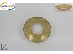 CENTROTAVOLA IN VETRO TRASPARENTE CON GRECA ORO 20 CM