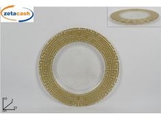 SOTTOPIATTO VETRO TRASPARENTE CON GRECA ORO
