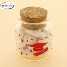 BARATTOLO PORTACONFETTI LAUREA TAPPO SUGHERO H 6 CM