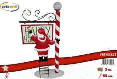 CARTELLO IN METALLO NATALIZIO CON BABBO NATALE