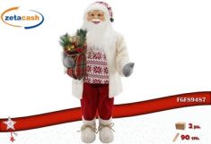 BABBO NATALE LED MUSICA BIANCO E ROSSO CON CAMPANELLA H 95 M