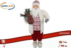 BABBO NATALE LED MUSICA BIANCO E ROSSO CAMPANELLA H 110 CM