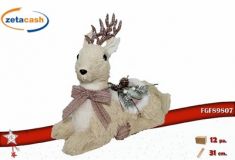 RENNA POLISTIROLO E TESSUTO BEIGE H 24 CM