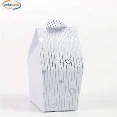 SCATOLINA BIANCO ARGENTO CUORI ANNIVERSARY H7.5X3.3 10 PEZZI