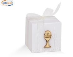 CONF 10 SCATOLINE QUADRATE COMUNIONE SPIGHE CALICE LEGNO