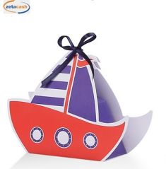 CONF 10 SCATOLINE BARCHETTA ROSSA VELE BLU H8X6.5X3.5CM