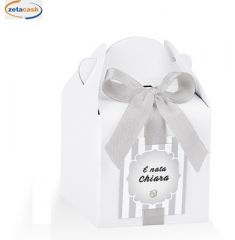 CONF 10 SCATOLINE SCRIGNO BIANCO NASTRO E TARGHETTA