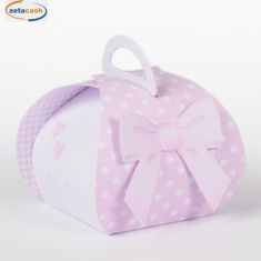 SCATOLINE SWEET BIANCA ROSA POIS FIOCCO H10X5X5CM 10 PEZZI