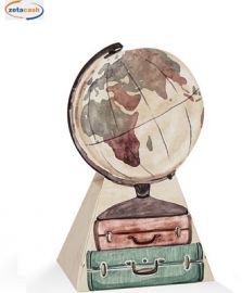 CONF 10 SCATOLINE TRAVEL VINTAGE MAPPAMONDO H10X6X4.5