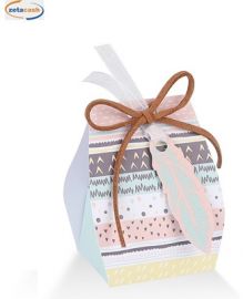 SCATOLINE SACCHETTO TRIBALE VERDE PESCA PIUME 10 PEZZI