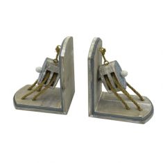 REGGILIBRI COPPIA MARE IN LEGNO CARRUCOLA