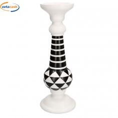 PORTACANDELA IN RESINA BIANCO NERO