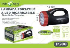 LAMPADA PORTATILE A LED RICARICABILE 2000 mAh