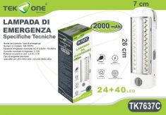 LAMPADA DA CAMPEGGIO 2000 mAh 24 + 40 LED