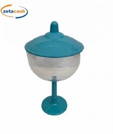 CALICE IN PLAST TRASP CON COPERCHIO E BASE CELESTE