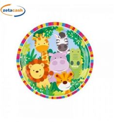 CONF 8 PIATTI CARTA ANIMALI DELLA GIUNGLA D 18 CM