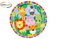 PIATTI IN CARTA ANIMALI DELLA GIUNGLA 8 PEZZI 23 CM