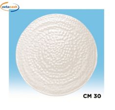 PIATTO IN MELAMINA BIANCO MARTELLATO 30 CM