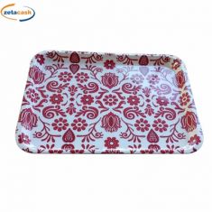 VASSOIO IN MELAMINA CON DECORAZIONE ROSSA CM 32 X 21.5