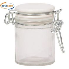 BARATTOLINO VETRO CHIUSURA ERME TAPPO CERAMICA BIANCO H6D4,5