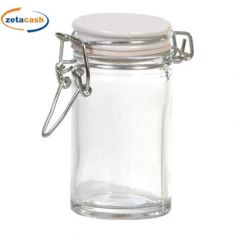 BARATTOLINO VETRO CHIUSURA ERME TAPPO CERAMICA BIANCO H8D4,5