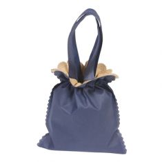 BORSA TOFFY 10 PEZZI BLU/BEIGE CON TIRANTE E MANICI