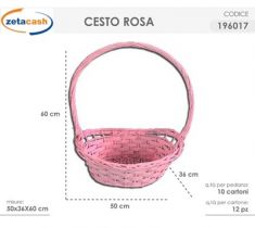 CESTO VIMINI ROSA H60X50X36 CM