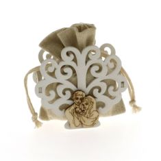 SACCHETTO ALBERO DELLA VITA CON APPLICAZIONE SACRA FAMIGLIA