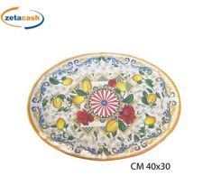 VASSOIO OVALE MELAMINA DECORO CARRETTO SICILIANO 40X30CM