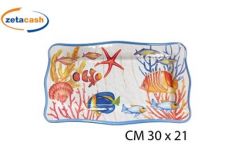VASSOIO RETTANGOLARE IN MELAMINA DECORO MARE 30X21 CM