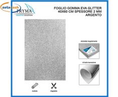 GOMMA EVA FOGLIO ARGENTO GLITTER 40 X 60 CM