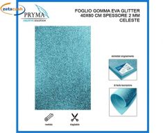 GOMMA EVA FOGLIO CELESTE GLITTER 40 X 60 CM