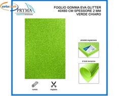 FOGLIO GOMMA EVA GLITTER VERDE CHIARO CM 40X60X1