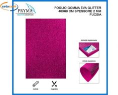 GOMMA EVA FOGLIO FUCSIA GLITTER 40 X 60 CM