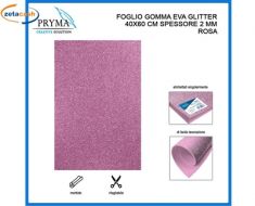 GOMMA EVA FOGLIO ROSA GLITTER 40 X 60 CM