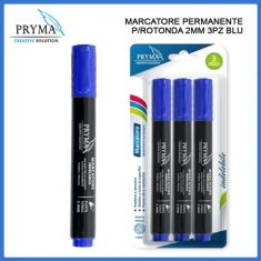 MARCATORE 3 PEZZI BLU PERMANENTE CON PUNTA TONDA 2MM