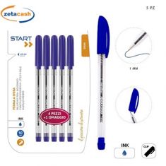 PENNA A SFERA BLU CON PUNTA DA 1 MM 5 PEZZI