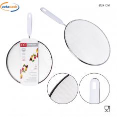 PARASCHIZZI RETE INOX CON MANICO BIANCO CM 24