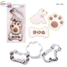 FORMINE DOLCI INOX CANE 5-8CM 3 PEZZI