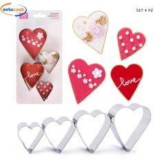 FORMINE A FORMA DI CUORE IN ACCIAIO 4 x 8 CM 4 PEZZI