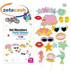 MASCHERINE PARTY SIRENA CM 19 15 PEZZI