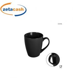TAZZA MUG IN PORCELLANA NERA LUCIDA CON MANICO 330 ML