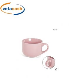 TAZZA COLAZIONE IN CERAMICA CON MANICO ROSA 470 ML